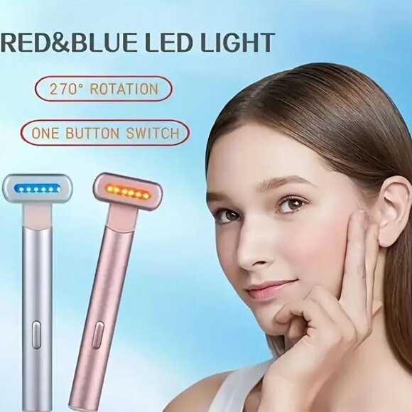 4-in-1 Radiant Renewal Red and Blue Light Skincare Wand Therapy (Rose Gold) New